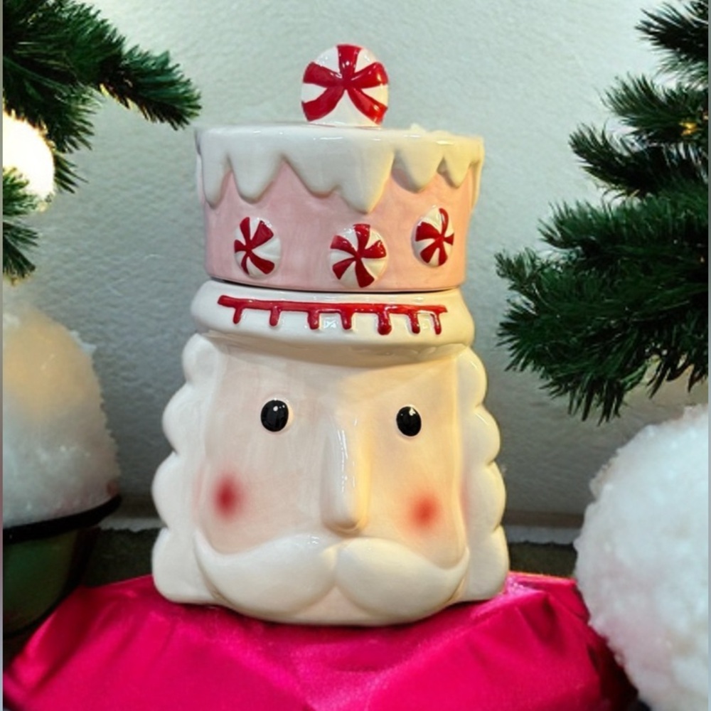 Peppermint & Pine Pink Red Nutcracker Soldier Cookie Jar Pink Christmas